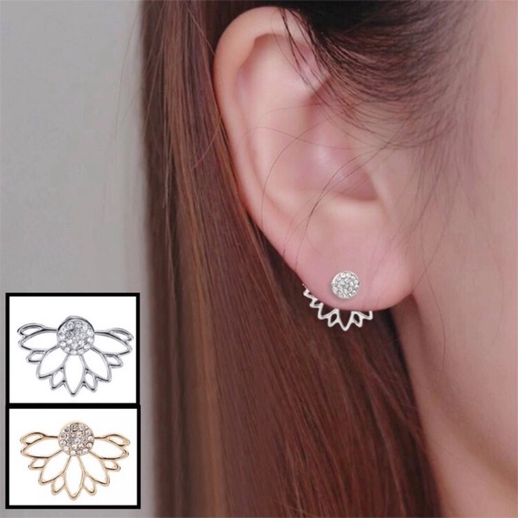 🆕 Sparkle Flower Earring Stud Jacket - Picture 2 of 7